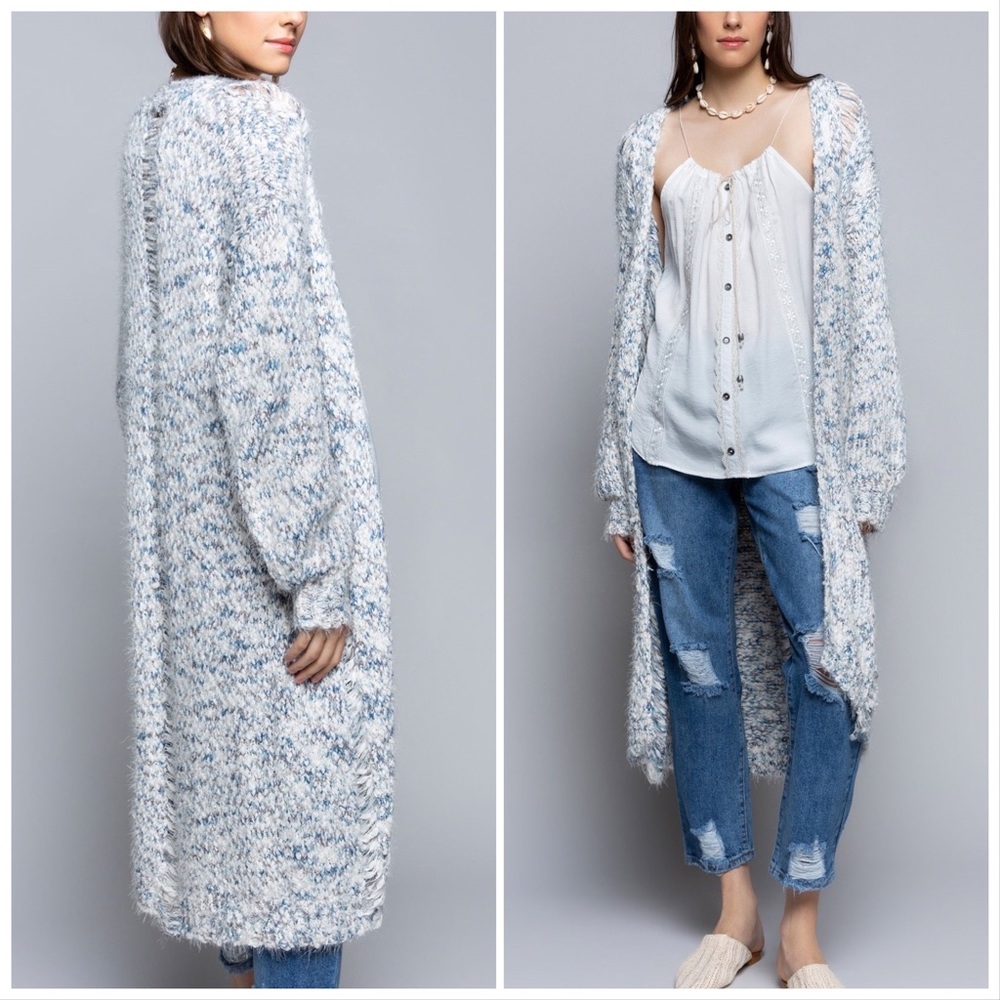 POL Mohair Distressed Long Cardigan Duster - Picture 2 of 9